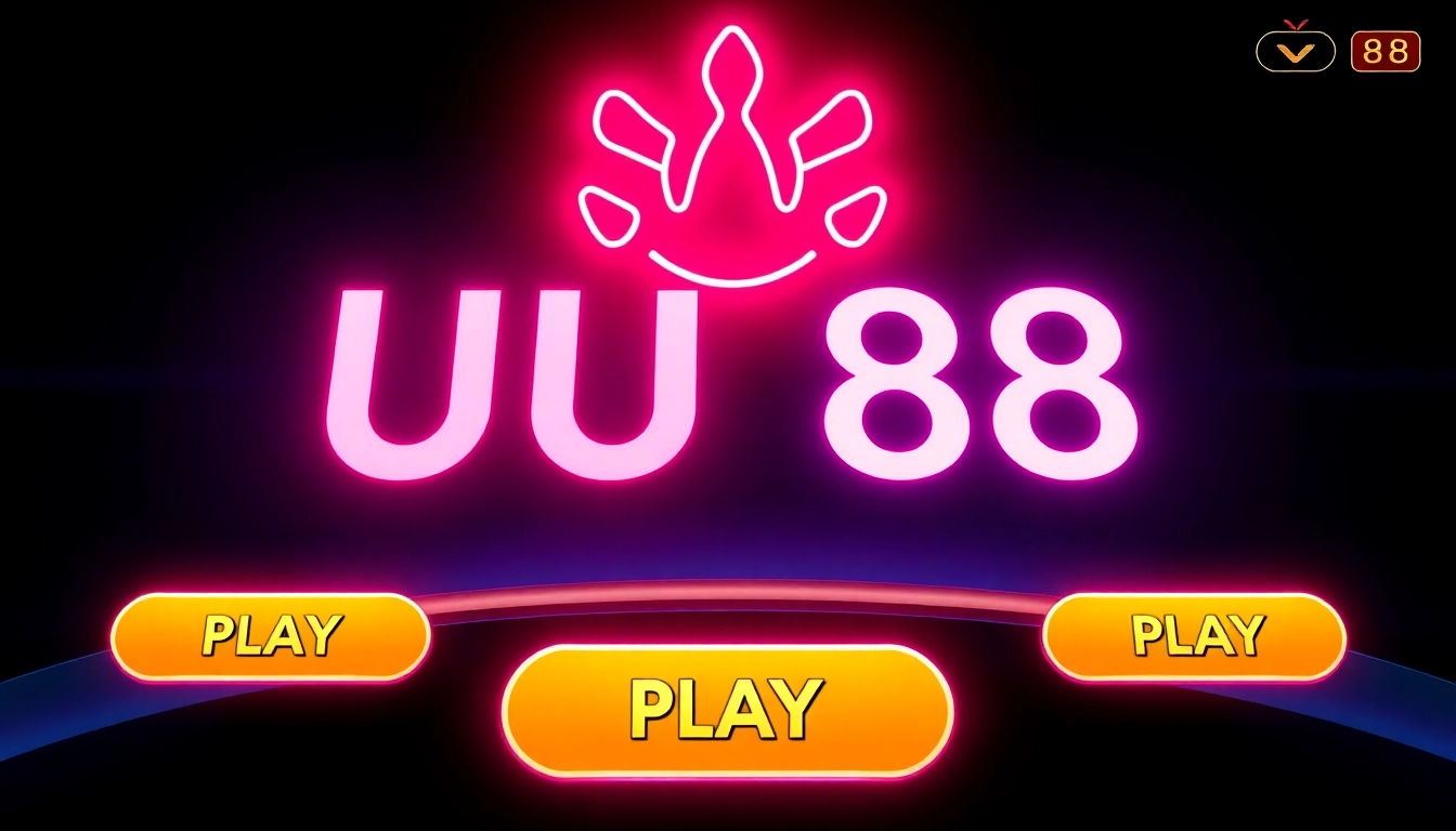 UU88 online casino platform with vibrant neon design and user-friendly interface, inviting players to game.
