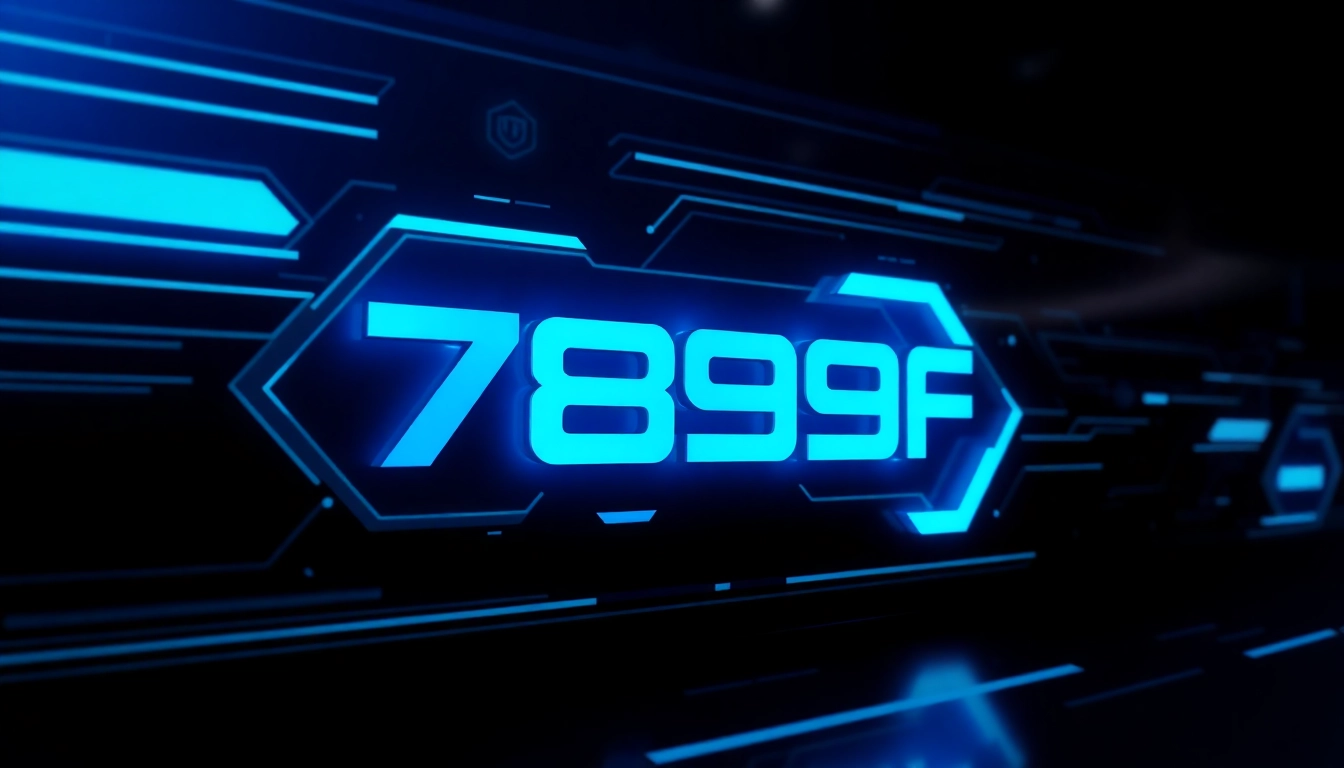 789f branding logo displayed on a sleek digital interface with modern tech visuals, emphasizing innovation