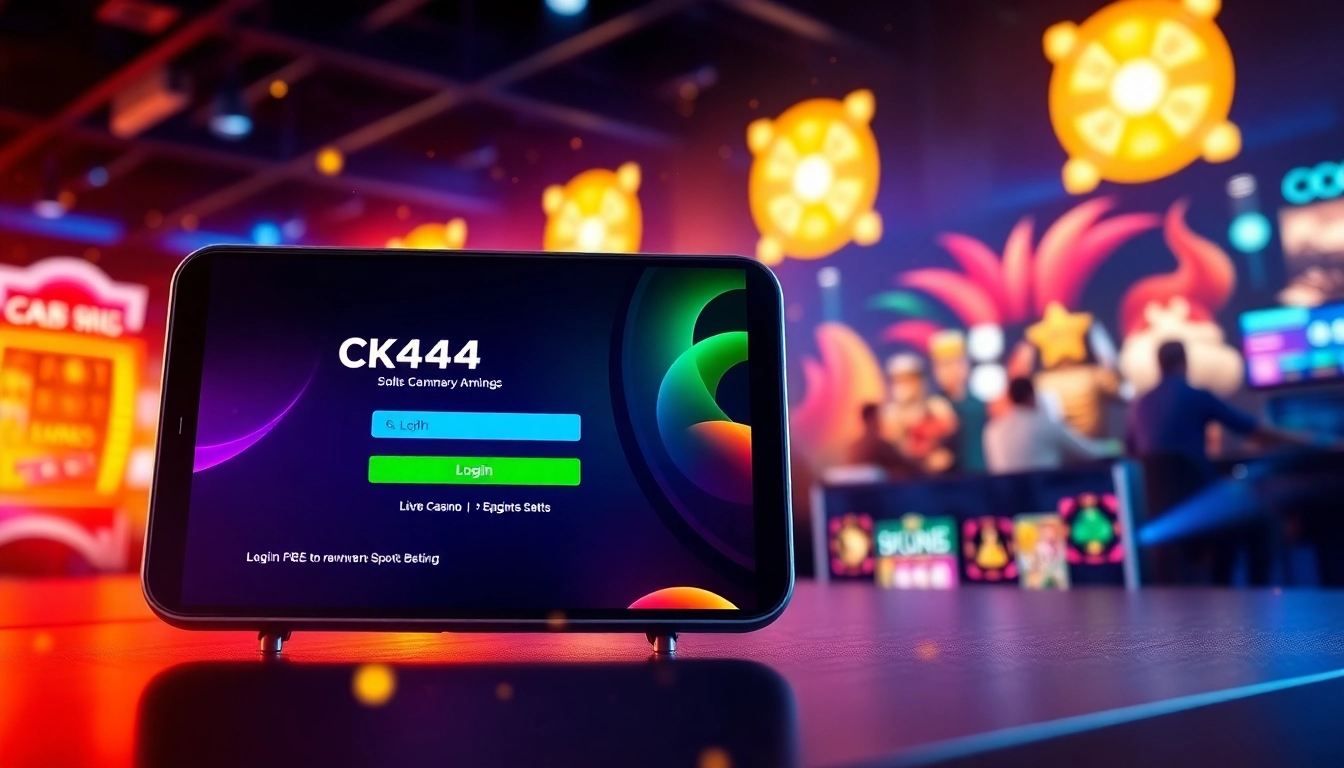 Login to ck444 login platform with vibrant casino and sports betting visuals for seamless access to top games and promos in Bangladesh.