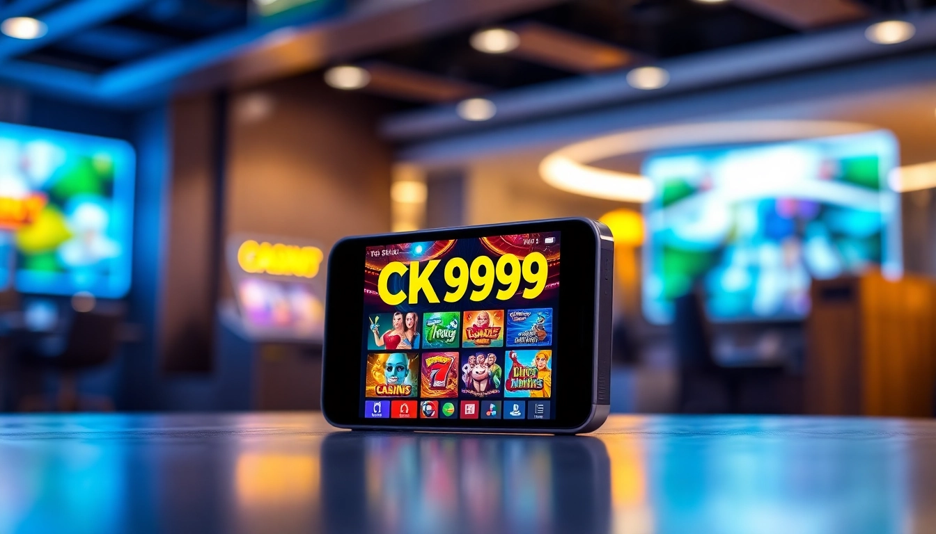 The ck999 app logo displayed on a smartphone screen, showing live casino games with bright, engaging graphics for easy access and enjoyment.