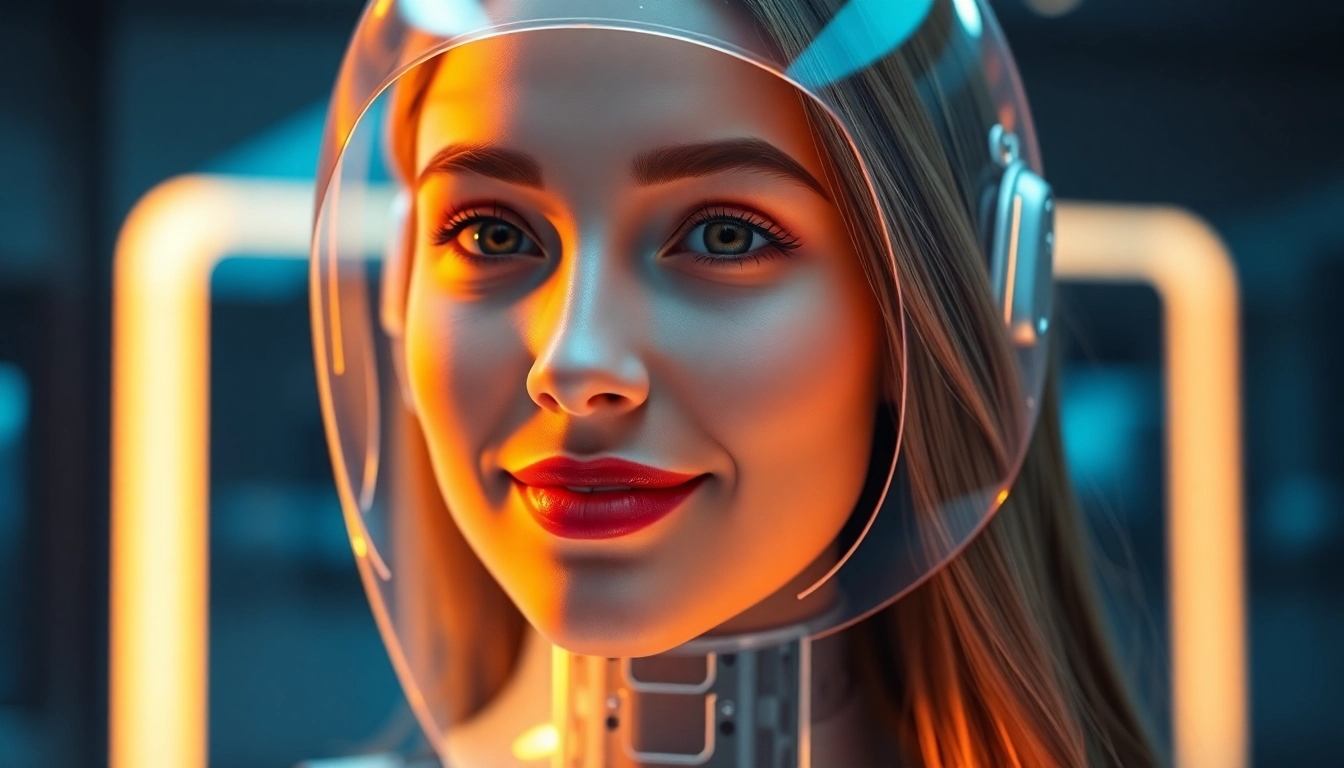 AI girlfriend interacting via hologram with a user, highlighting realistic expressions and emotional connection in a modern setting.