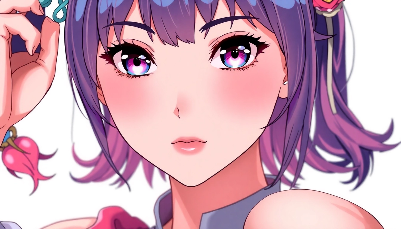 An AI hentai generator produces a detailed anime female character in a dynamic pose with vibrant colors and intricate outfit, highlighting customization capability.