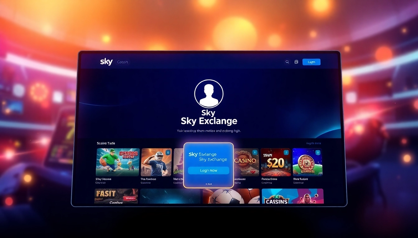 Sky Exchange Id login screen with user entering details on a vibrant, engaging platform emphasizing secure online betting.