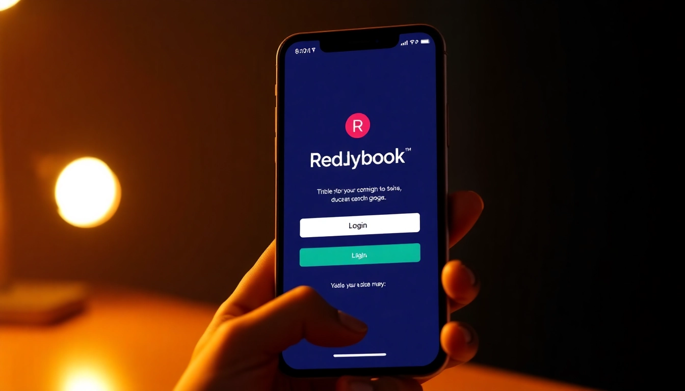 Reddybook login screen showing easy access for users with mobile and desktop options, emphasizing security and simplicity.
