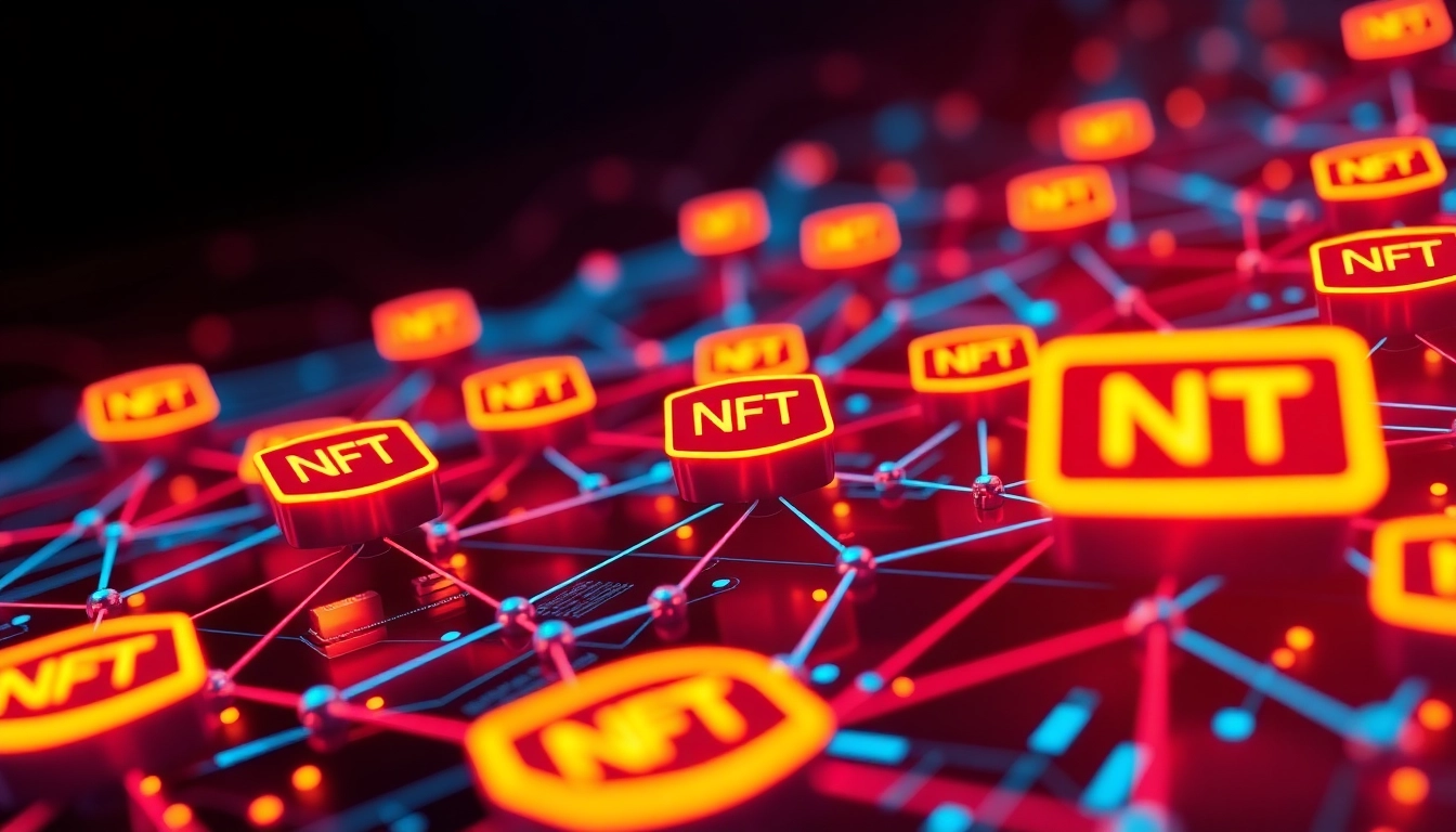 Professional analysis of Blockchain and NFT Technology News with digital graphics of blockchain