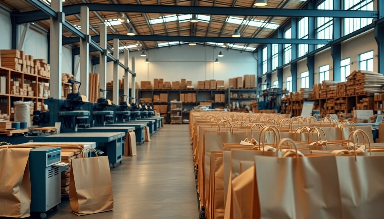 Hand holding a high-quality torba papierowa with printed branding in a modern eco-friendly