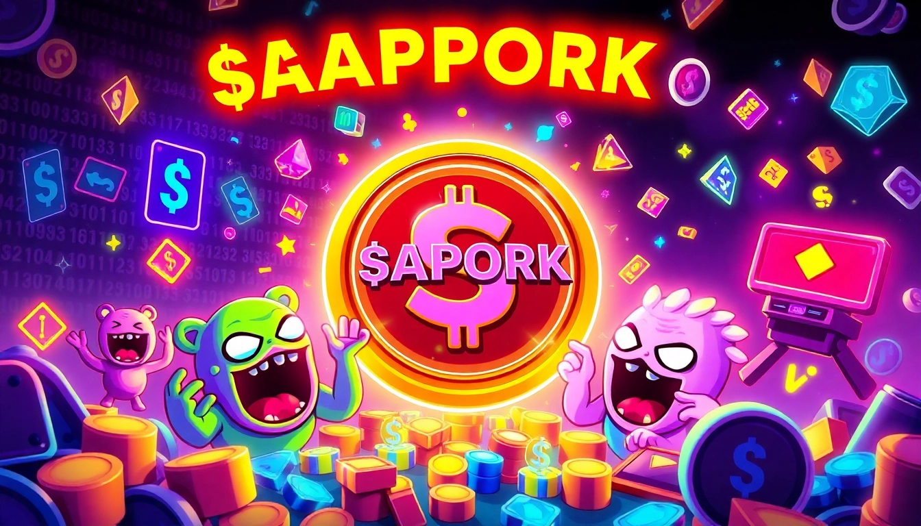 The APORK Token stands out in a colorful meme-inspired crypto scene, emphasizing community