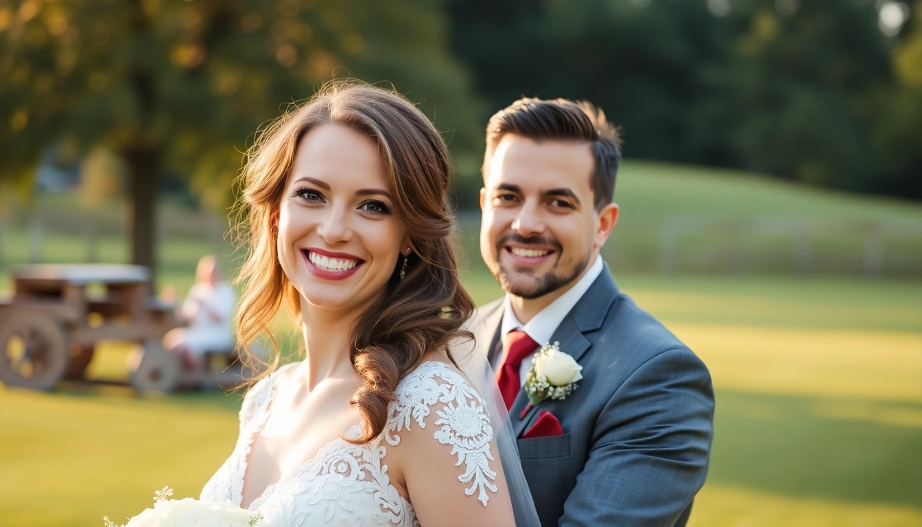 Skilled eskuvo fotos taking candid shots of a happy couple during their wedding day in natural